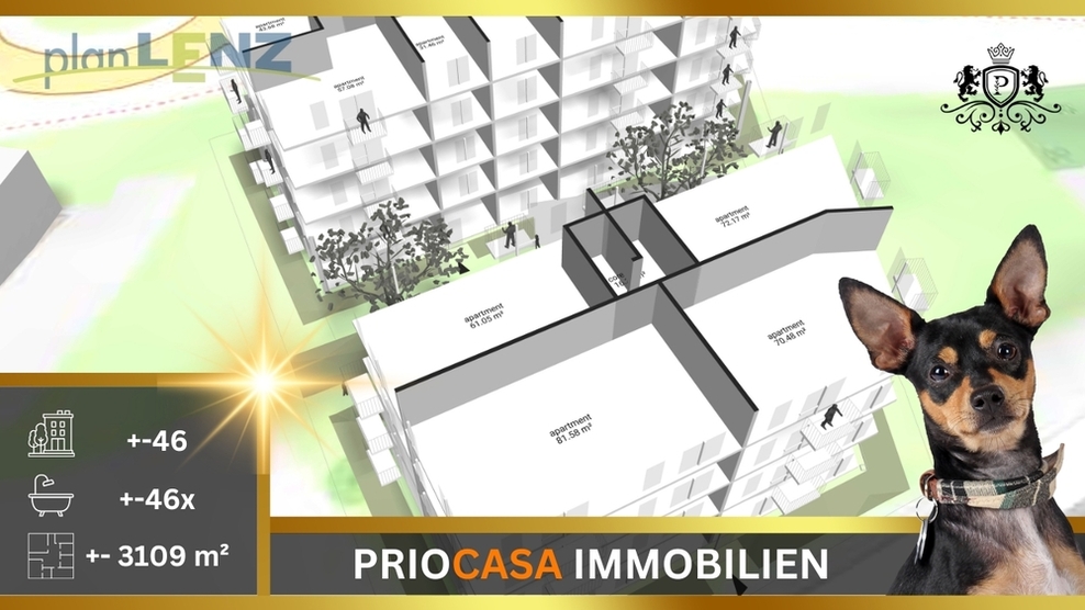 PRIOCASA IMMOBILIEN Sozialer Wohnungsbau Neubauprojekt 46 förderfähige WE Vermittlung Architektur Finanzierung ISB & KfW Sozialer Wohnungsbau Hermeskeil Tiefgarage 3.775 m² BGF zimmer
