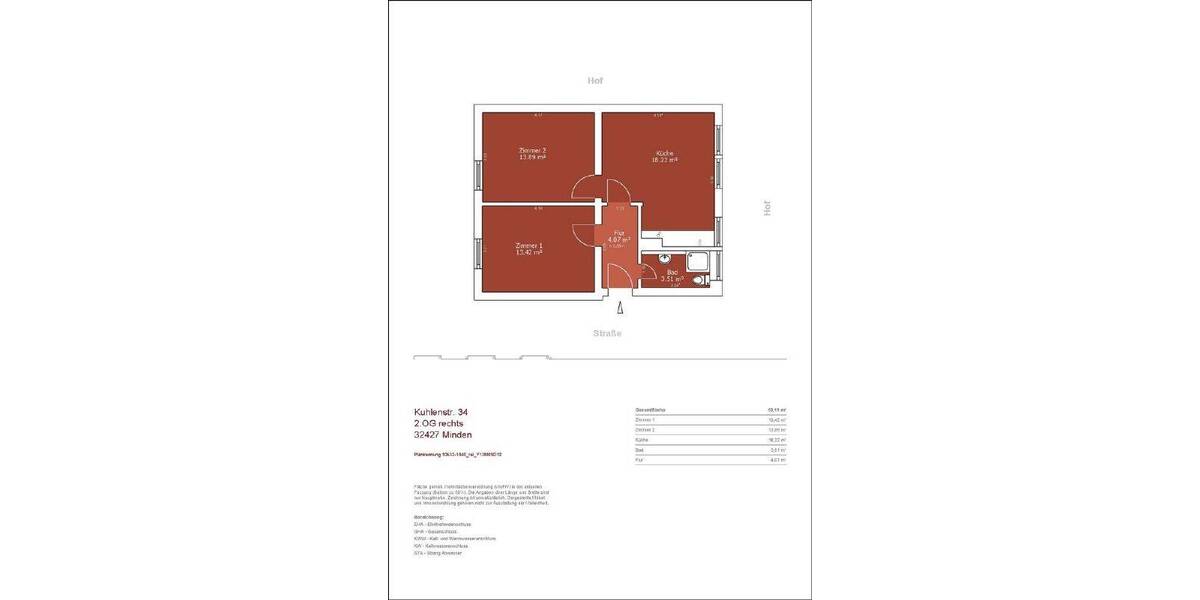 Etagenwohnung Minden Innenstadt - 2 Zimmer, 53 m&sup2;, 575&euro; | Angebot:26902086