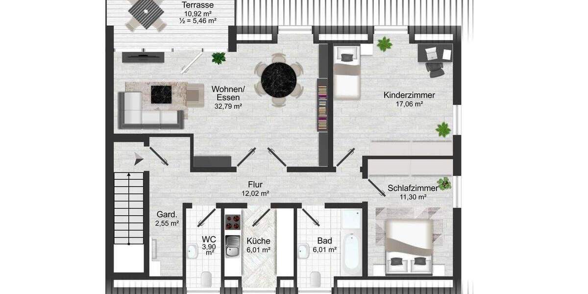 Etagenwohnung Ottobrunn - 3 Zimmer, 97 m&sup2;, 649.000&euro; | Angebot:25400219