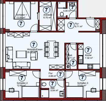 Etagenwohnung Oldenburg Ziegelhof - 4 Zimmer, 111 m&sup2;, 1.400&euro; | Angebot:25363777