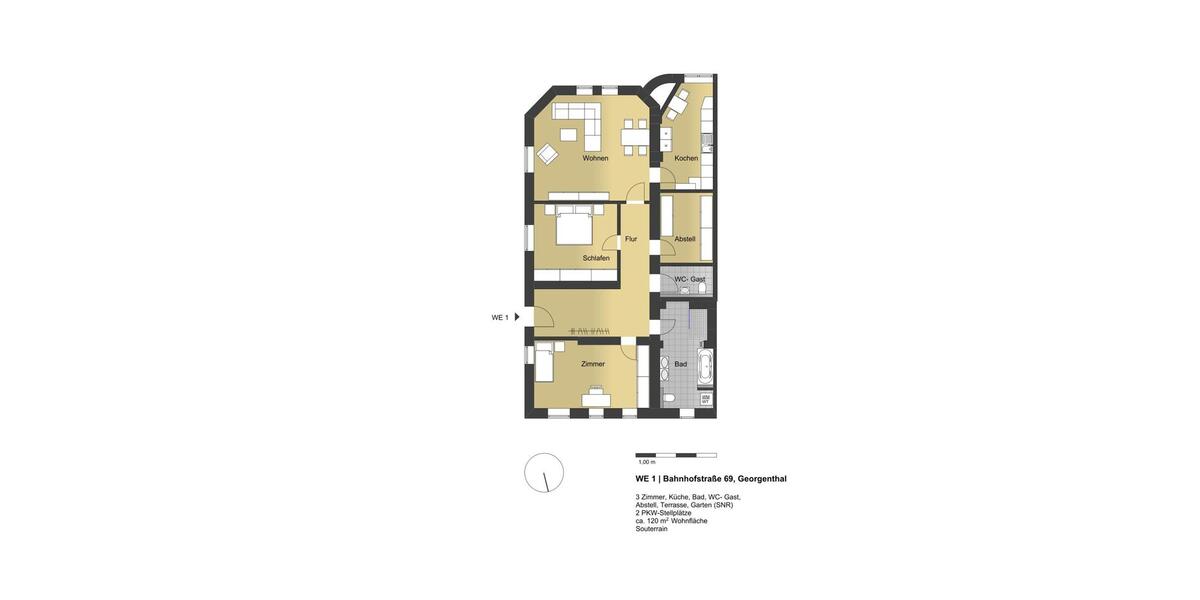 Etagenwohnung Georgenthal - 3 Zimmer, 120 m&sup2;, 960&euro; | Angebot:24863770