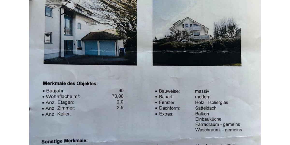 Dachgeschoßwohnung Volkertshausen - 2.5 Zimmer, 70 m&sup2;, 250.000&euro; | Angebot:26889109