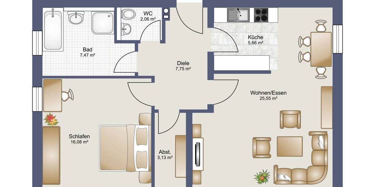 Etagenwohnung Thalmassing - 2 Zimmer, 67 m&sup2;, 540&euro; | Angebot:25940251