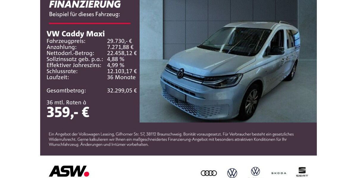 VW Caddy Maxi 17.500 km 29.730 € Neckarsulm 74172