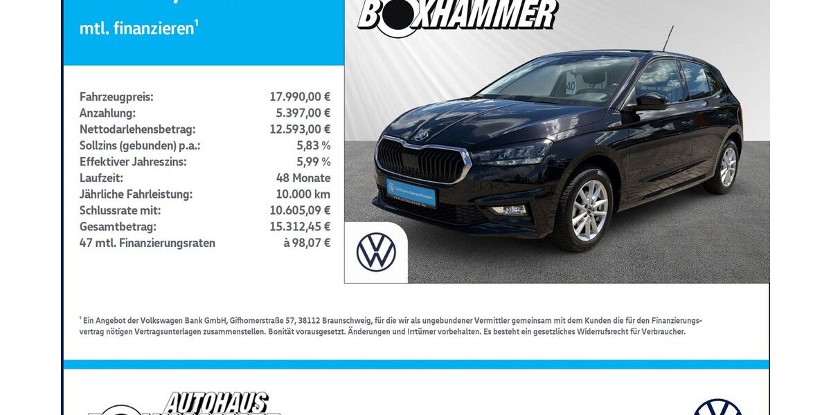 Skoda Fabia 12.488 km 17.990 &euro; Bad Aibling 83043