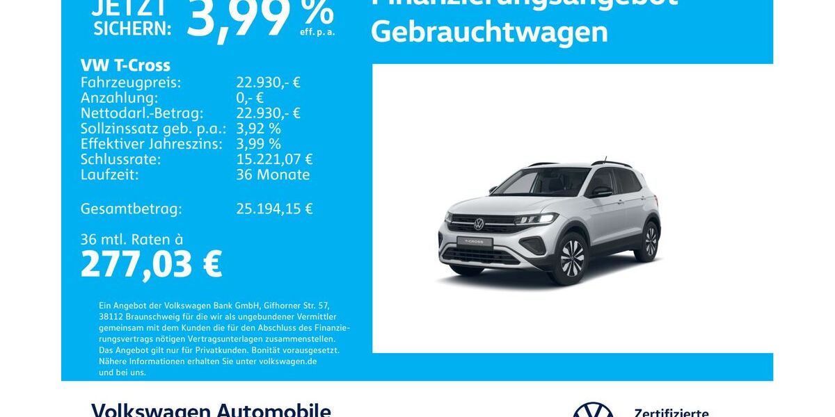 VW T-Cross 4.173 km 22.730 &euro; Stuttgart-Wangen 70188
