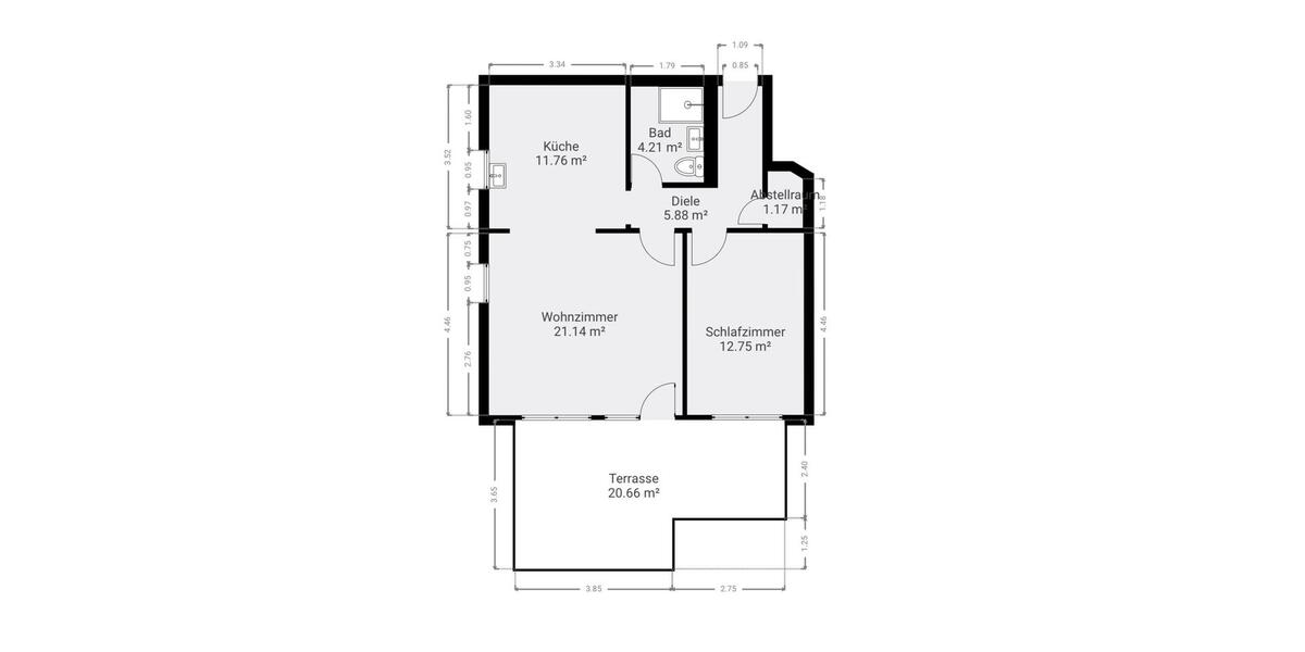 Terrassenwohnung Leonberg - 2 Zimmer, 62 m&sup2;, 269.000&euro; | Angebot:26577582