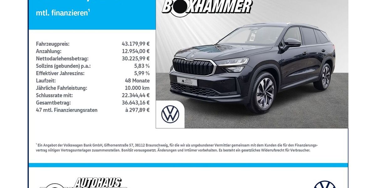 Skoda Kodiaq 6.856 km 43.180 &euro; Bad Aibling 83043