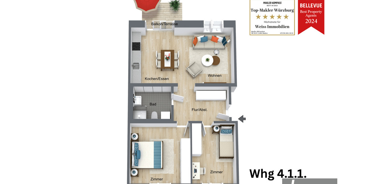 Etagenwohnung Hilpoltstein - 3 Zimmer, 76 m&sup2;, 397.772&euro; | Angebot:25703493