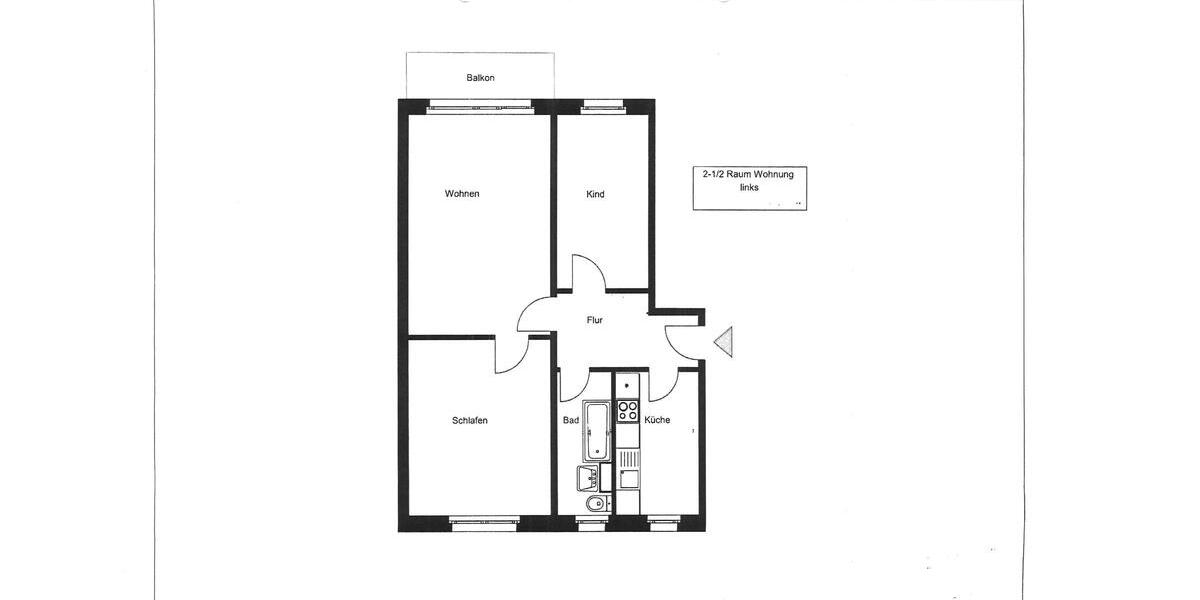 Etagenwohnung Grimmen - 2.5 Zimmer, 61 m&sup2;, 400&euro; | Angebot:26056320