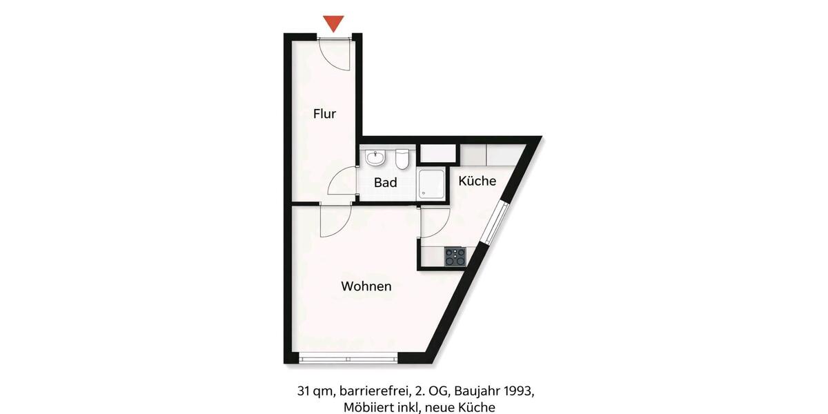 Etagenwohnung Pfullingen - 1 Zimmer, 31 m&sup2;, 619&euro; | Angebot:26084862