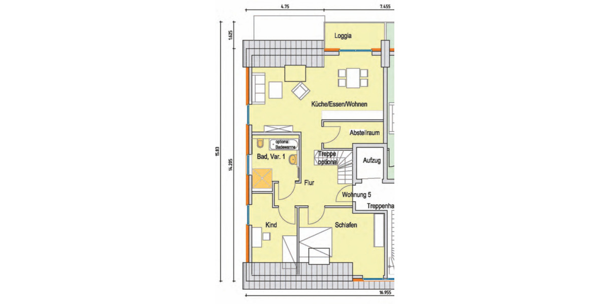 Provisionsfrei: Dachgeschosswohnung, Barrierefrei, Ausbaureserve 3 zimmer