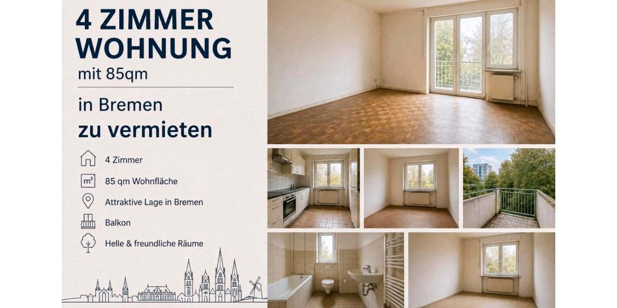 Etagenwohnung Bremen Burglesum - 4 Zimmer, 85 m&sup2;, 800&euro; | Angebot:26356451