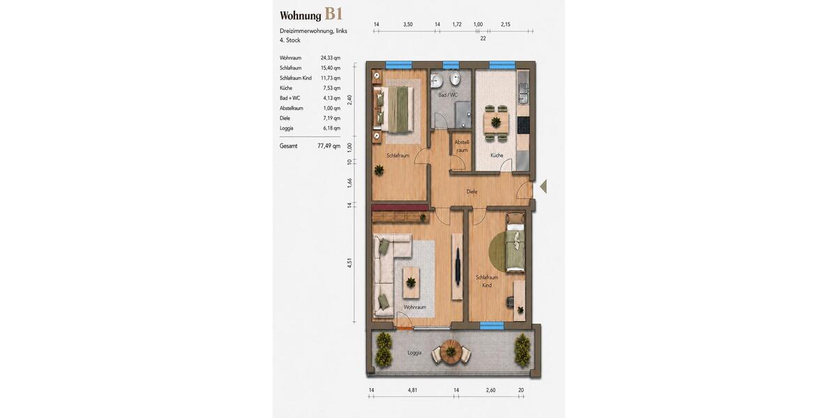Etagenwohnung Dietzenbach - 3 Zimmer, 78 m&sup2;, 220.000&euro; | Angebot:26721523