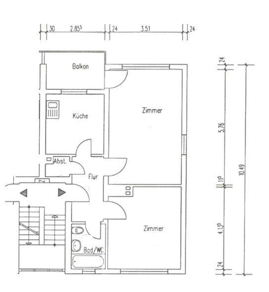 Etagenwohnung Koblenz Karthause - 2 Zimmer, 53 m&sup2;, 169.000&euro; | Angebot:26927016