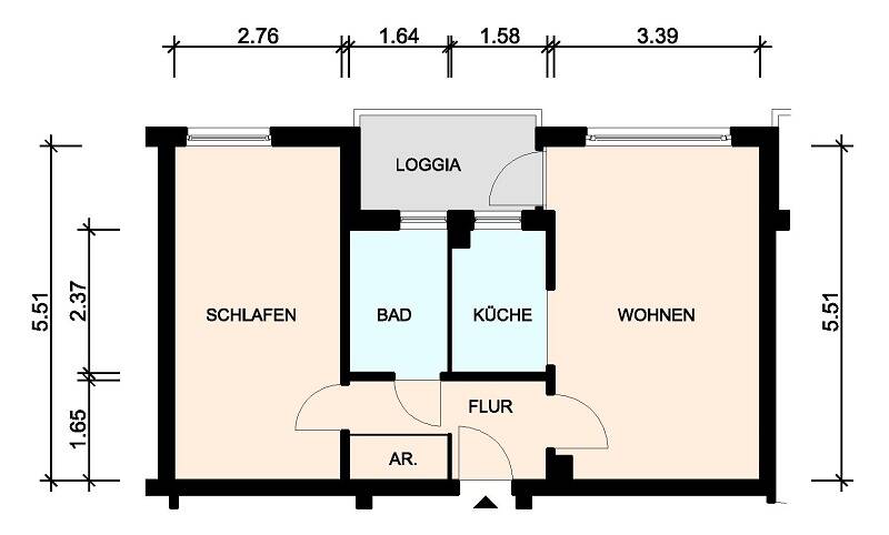 Etagenwohnung Elmshorn - 2 Zimmer, 47 m&sup2;, 550&euro; | Angebot:26192535