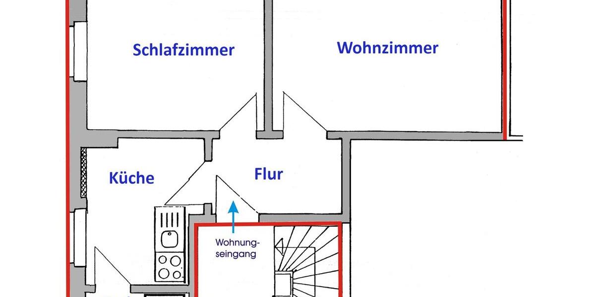 Erdgeschoßwohnung Unterwellenborn - 2 Zimmer, 43 m&sup2;, 276&euro; | Angebot:25342158