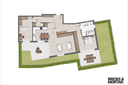 Erdgeschoss Wohnung mit 3 Zimmern und Terrasse