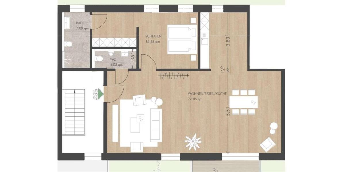 Effizienzwohnung mit Loftcharakter 1 zimmer