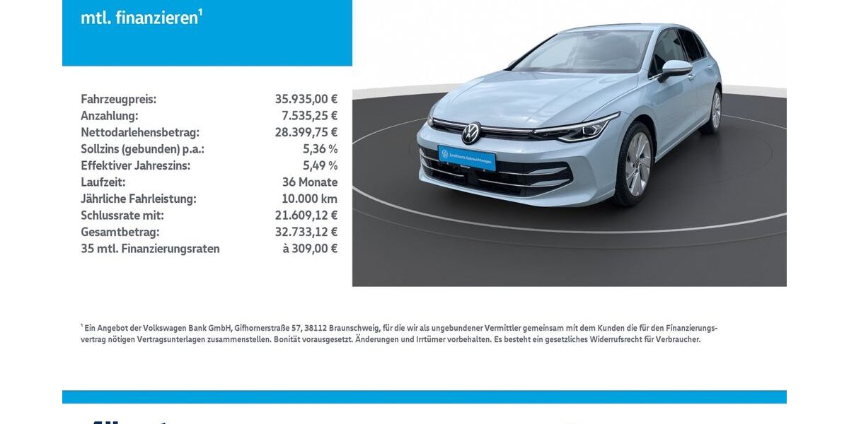 VW Golf 13.882 km 35.935 &euro; Mühlhausen/Thüringen 99974