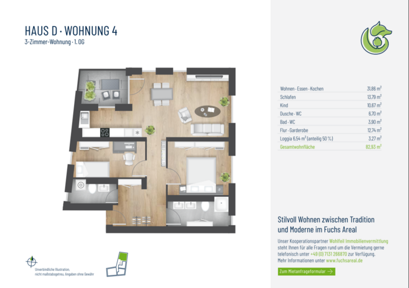 Wohnung zum Mieten in Heilbronn 1.250 € 82.93 m²