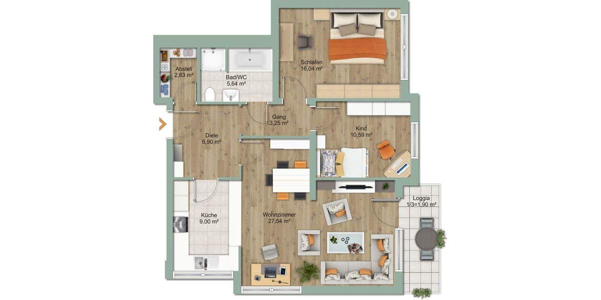 Etagenwohnung Geretsried Gartenberg - 3 Zimmer, 83 m&sup2;, 350.000&euro; | Angebot:25747792