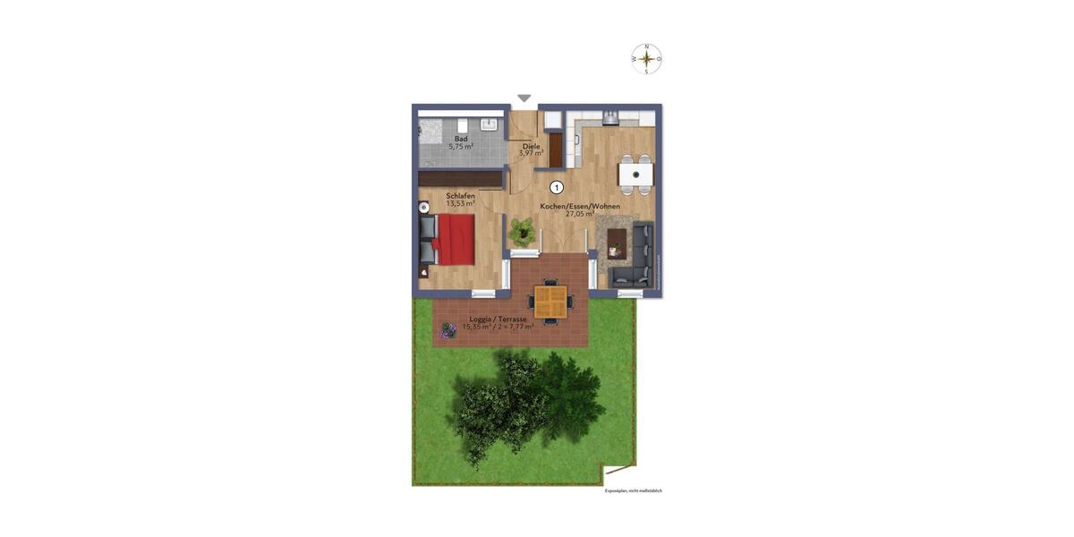 Erdgeschoßwohnung Penzberg - 2 Zimmer, 58 m&sup2;, 1.080&euro; | Angebot:25721030