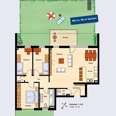 Erdgeschoßwohnung Korb - 4 Zimmer, 104 m&sup2;, 1.370&euro; | Angebot:25540139