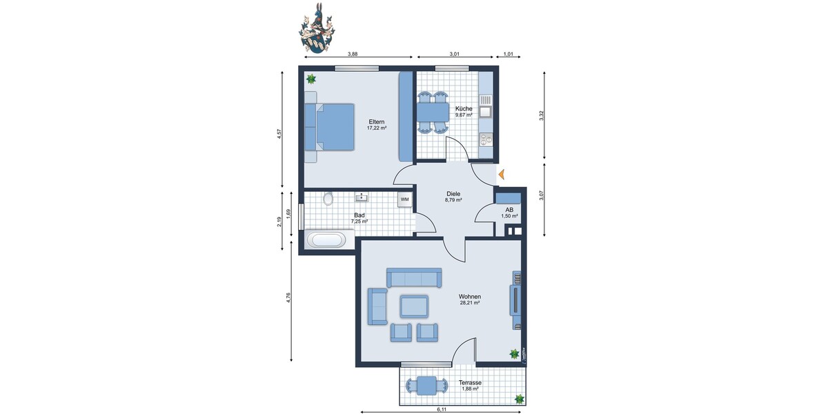 Frisch Renoviert! 2-Zimmer-EG-Whg. in der Syker Innenstadt für ältere Mieter Terrasse + Stellplatz - Erdgeschoßwohnung Syke | Angebot:26800332
