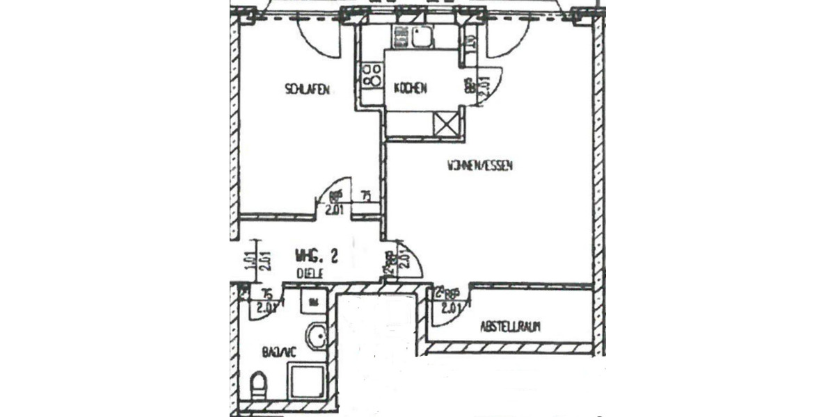 Etagenwohnung Rostock Groß-Klein - 2 Zimmer, 56 m&sup2;, 535&euro; | Angebot:25571937