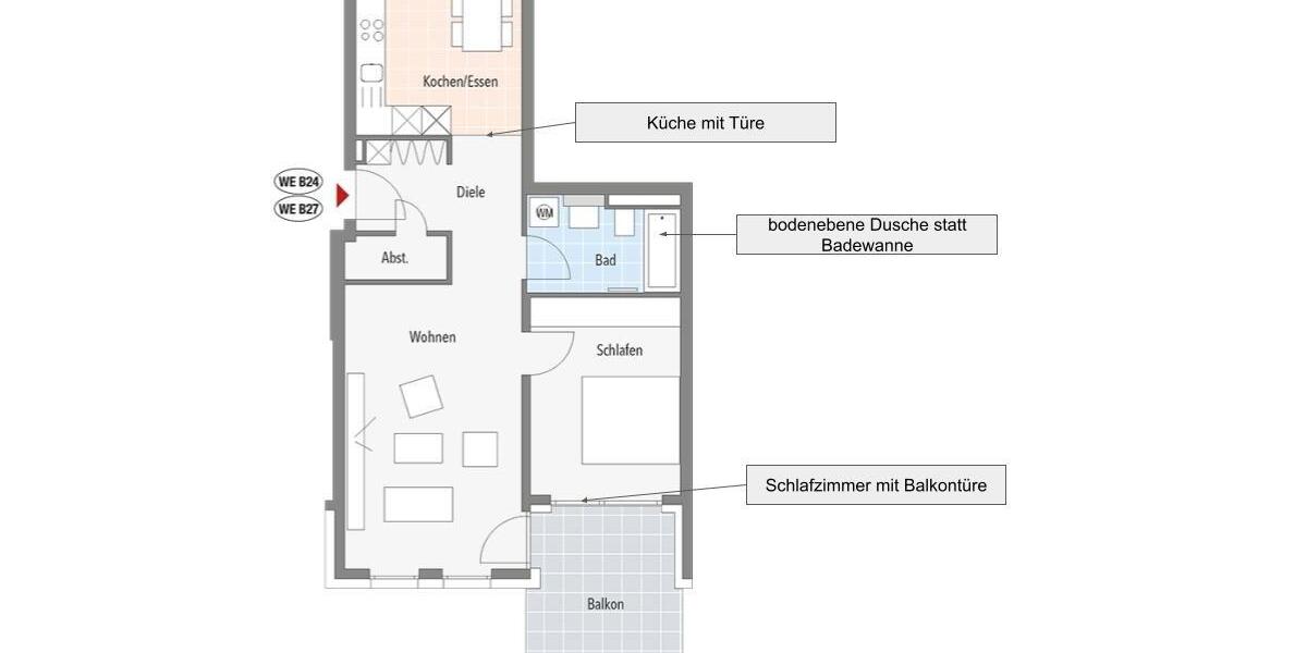 Etagenwohnung Meckenbeuren - 2.5 Zimmer, 66 m&sup2;, 329.000&euro; | Angebot:26995135