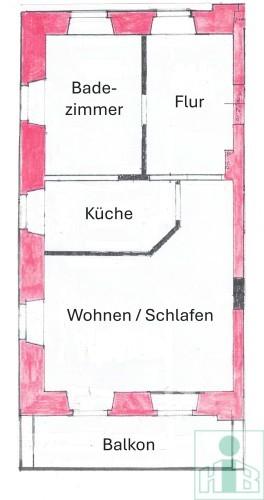 Gemütliche 1-Raum-Wohnung mit Balkon in gepflegter Wohnanlage in Auritz zu vermieten. 1 zimmer
