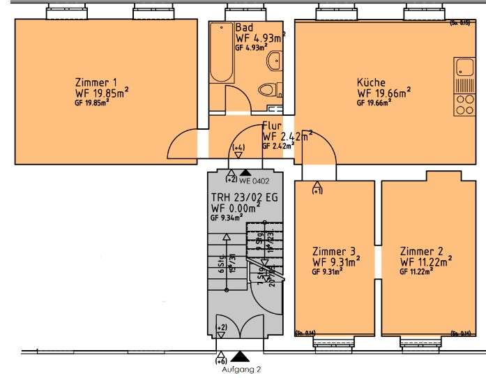 Etagenwohnung Mittenwalde Schenkendorf - 3 Zimmer, 68 m&sup2;, 840&euro; | Angebot:25342203