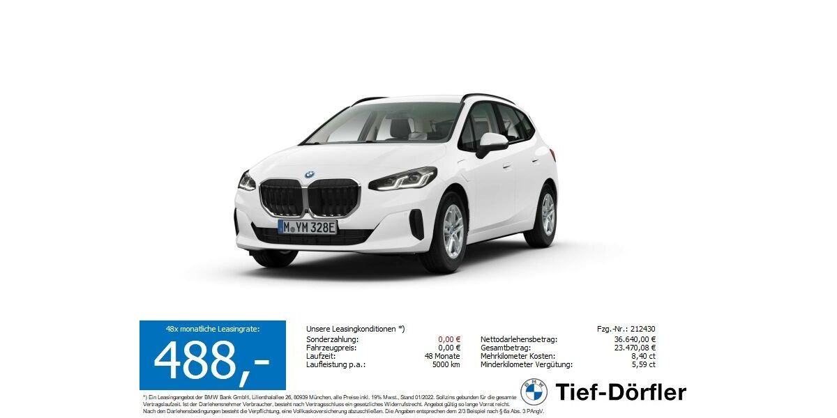 BMW 225 Active Tourer 21.350 km 36.640 &euro; Marktsteft 97342
