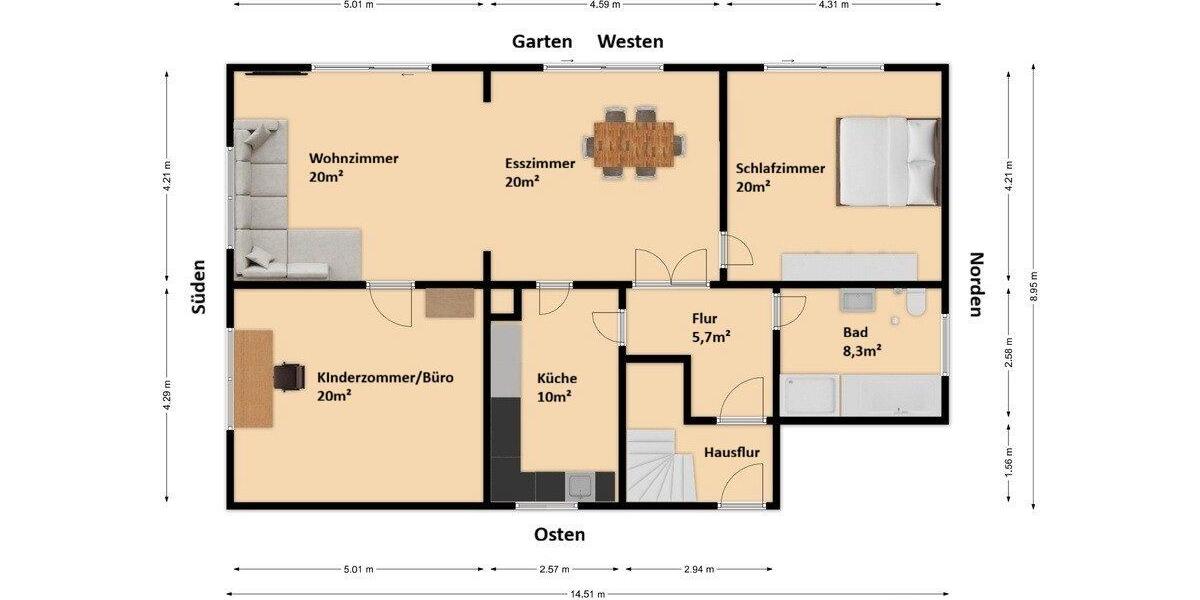 Erdgeschoßwohnung Bordesholm - 3 Zimmer, 100 m&sup2;, 1.250&euro; | Angebot:26374302
