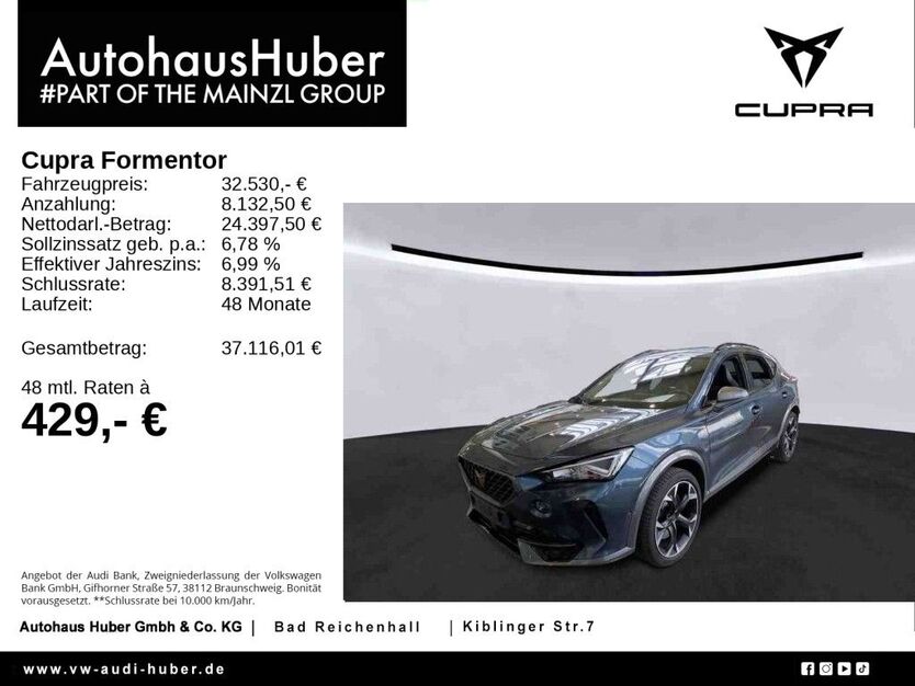 Cupra Formentor 41.700 km 32.530 € Bad Reichenhall 83435
