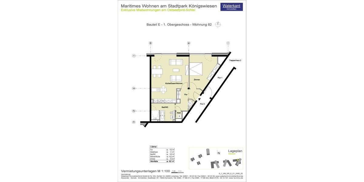 Etagenwohnung Schleswig - 2 Zimmer, 86 m&sup2;, 1.334&euro; | Angebot:26489246