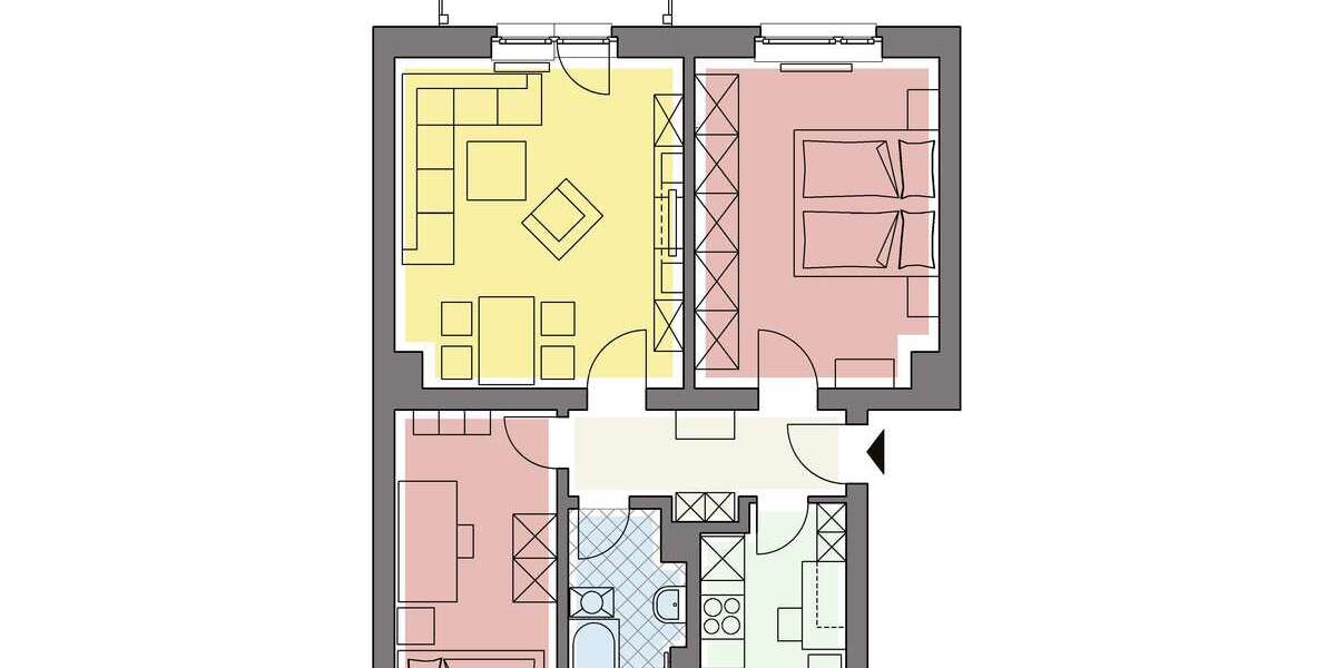 Etagenwohnung Stollberg - 3 Zimmer, 57 m&sup2;, 293&euro; | Angebot:25489024