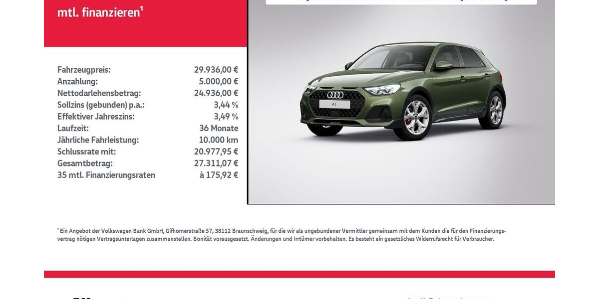 Audi A1 4.210 km 29.936 &euro; Nordhausen 99734