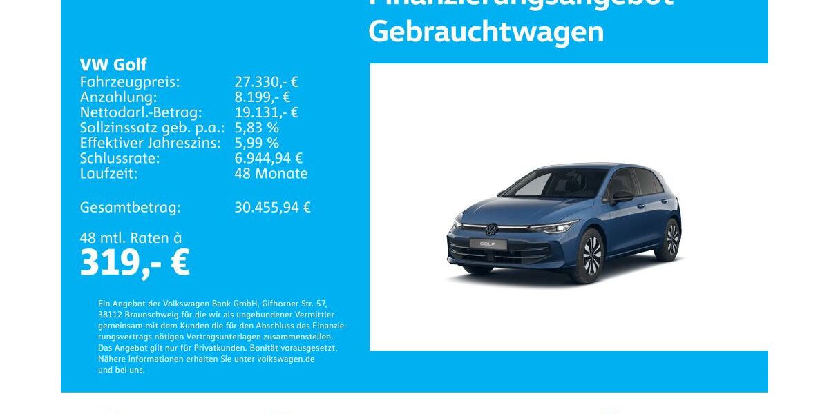 VW Golf 25.619 km 27.530 &euro; Stuttgart-Wangen 70188