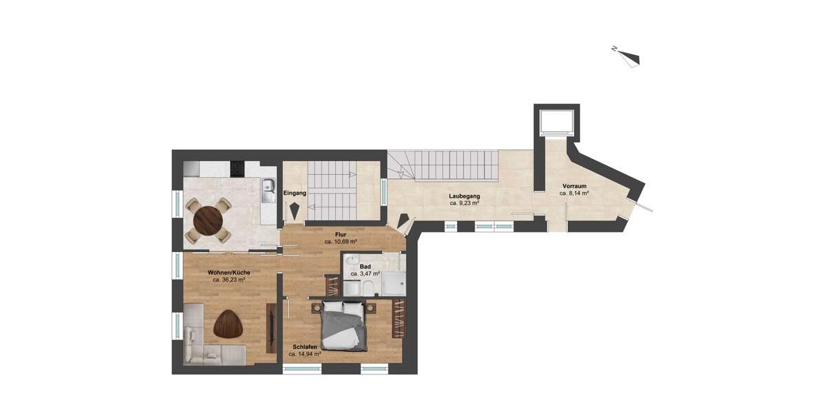 Etagenwohnung Lübeck Innenstadt - 2 Zimmer, 66 m&sup2;, 340.000&euro; | Angebot:26600973