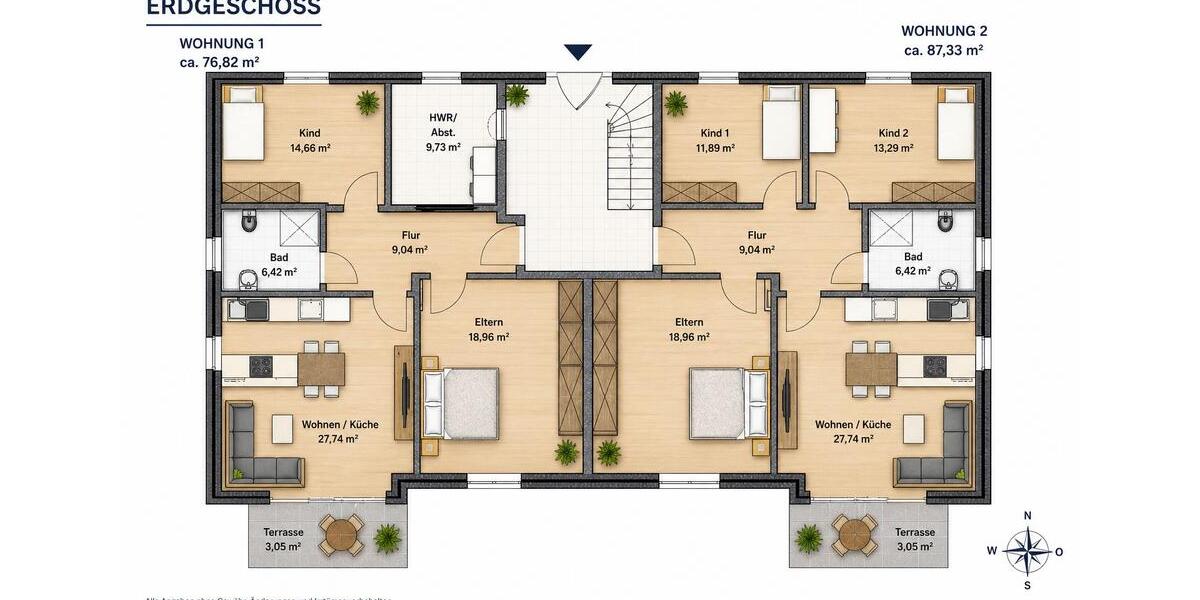 Etagenwohnung Ottersberg - 4 Zimmer, 81 m&sup2;, 1.200&euro; | Angebot:26480651