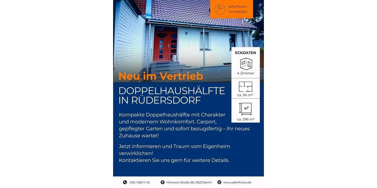 Doppelhaushälfte Rüdersdorf bei Berlin - 4 Zimmer, 94 m&sup2;, 320.000&euro; | Angebot:26619162