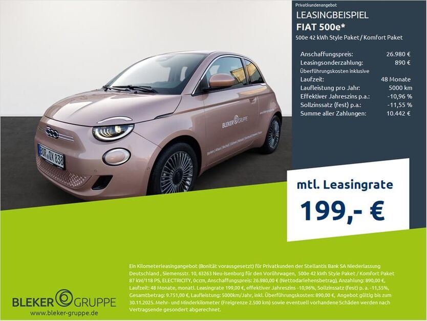 Fiat 500e 2.837 km 25.780 € Dülmen 48249