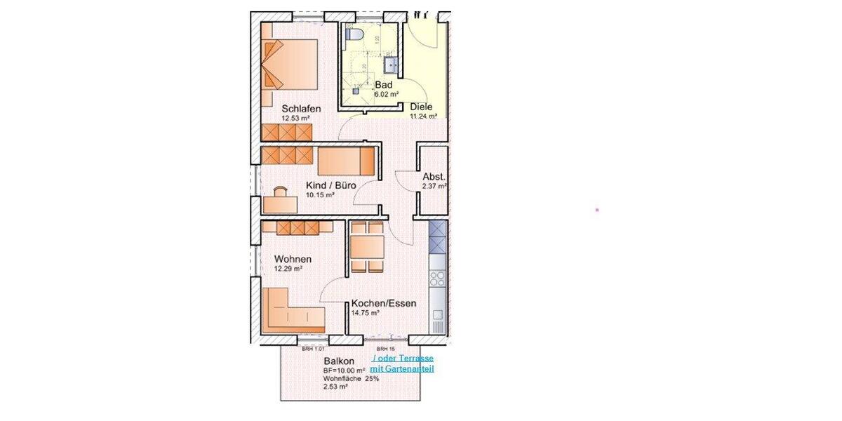 Erdgeschoßwohnung Bergheim - 2 Zimmer, 70 m&sup2;, 950&euro; | Angebot:26396915
