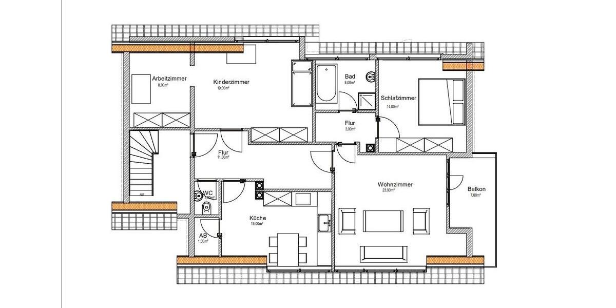 Etagenwohnung Oyten - 3 Zimmer, 96 m&sup2;, 1.000&euro; | Angebot:26256631