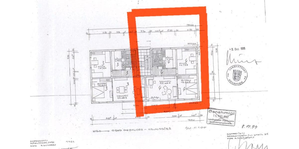 Etagenwohnung Güglingen - 3 Zimmer, 72 m&sup2;, 299.500&euro; | Angebot:26919960
