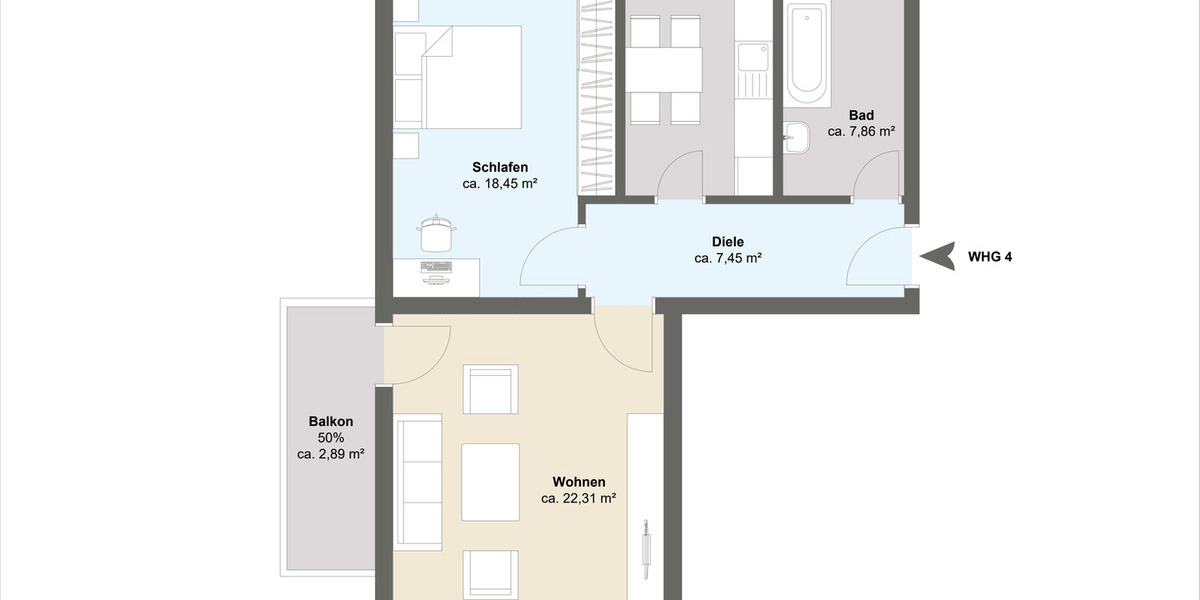 Etagenwohnung Taunusstein Bleidenstadt - 2 Zimmer, 68 m&sup2;, 289.500&euro; | Angebot:25772916