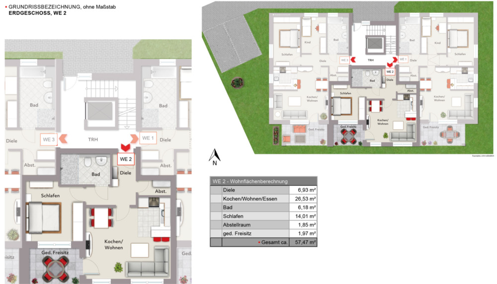 Etagenwohnung Schloß Holte-Stukenbrock Schloß Holte - 2 Zimmer, 57 m&sup2;, 244.600&euro; | Angebot:24767681
