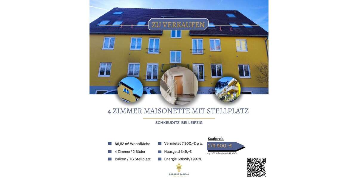 Etagenwohnung Schkeuditz - 4 Zimmer, 87 m&sup2;, 179.900&euro; | Angebot:24220055